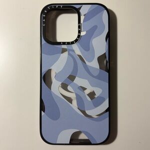 CASETiFY Impact iPhone 15 Pro Max Case - Retro Swirls in Blue - Clear Black